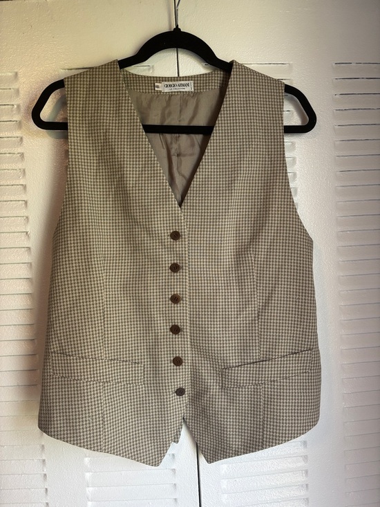Giorgio Armani Houndstooth Vest Tailored Chic Classic Size 44/10 - Picture 2 of 8